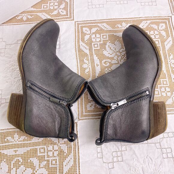 Lucky Brand Bartalino Bootie Pewter Western Ankle Boots Size 6.5 - Picture 6 of 11